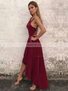 A-line Scoop Neck Silk-like Satin Asymmetrical Prom Dresses #Favs020106378