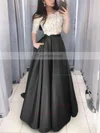 Ball Gown Off-the-shoulder Lace Satin Floor-length Pockets Prom Dresses #Favs020106380