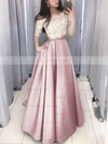 Ball Gown Off-the-shoulder Lace Satin Floor-length Pockets Prom Dresses #Favs020106380