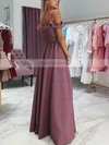 A-line Off-the-shoulder Silk-like Satin Floor-length Split Front Prom Dresses #Favs020106382