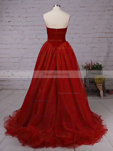 Ball Gown V-neck Organza Velvet Floor-length Prom Dresses #Favs020102419