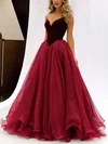 Ball Gown V-neck Organza Velvet Floor-length Prom Dresses #Favs020102419