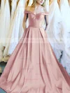 Ball Gown Off-the-shoulder Satin Floor-length Sashes / Ribbons Prom Dresses #Favs020106386