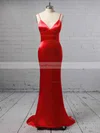 Sheath/Column V-neck Silk-like Satin Floor-length Buttons Prom Dresses #Favs020106387