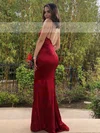 Sheath/Column V-neck Silk-like Satin Floor-length Buttons Prom Dresses #Favs020106387