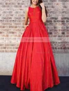 Princess Scoop Neck Taffeta Floor-length Pockets Prom Dresses #Favs020106390