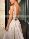 Ball Gown V-neck Sequined Sweep Train Beading Prom Dresses #Favs020106393