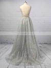 Ball Gown V-neck Sequined Sweep Train Beading Prom Dresses #Favs020106393