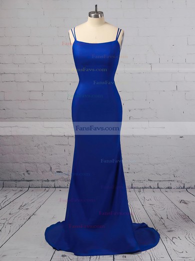 Trumpet/Mermaid Scoop Neck Silk-like Satin Sweep Train Prom Dresses #Favs020106395