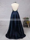 Princess Halter Satin Sweep Train Beading Prom Dresses #Favs020102435