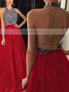 Princess Halter Satin Sweep Train Beading Prom Dresses #Favs020102435