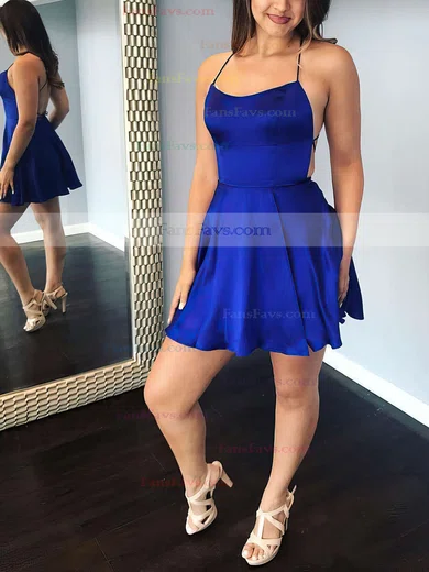 A-line Halter Silk-like Satin Short/Mini Short Prom Dresses #Favs020106397