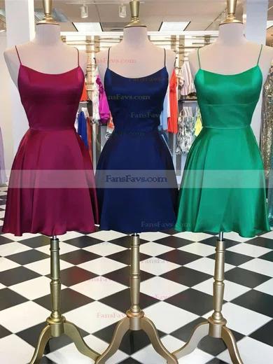 A-line Halter Silk-like Satin Short/Mini Short Prom Dresses #Favs020106397