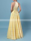 Princess Scoop Neck Satin Floor-length Pockets Prom Dresses #Favs020106399