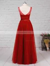 A-line V-neck Tulle Floor-length Appliques Lace Prom Dresses #Favs020105082