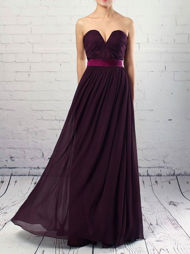 A-line Strapless Chiffon Floor-length Sashes / Ribbons Prom Dresses #Favs020105115