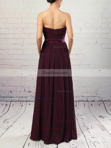 A-line Strapless Chiffon Floor-length Sashes / Ribbons Prom Dresses #Favs020105115