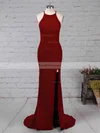 Trumpet/Mermaid Scoop Neck Jersey Sweep Train Split Front Prom Dresses #Favs020105838