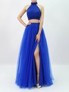 A-line Halter Tulle Floor-length Beading Prom Dresses #Favs020105845