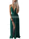 A-line V-neck Chiffon Floor-length Split Front Prom Dresses #Favs020102501