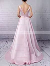 Princess V-neck Satin Sweep Train Pockets Prom Dresses #Favs020105849