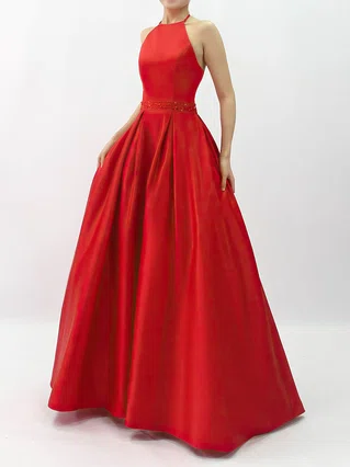 Princess Halter Satin Sweep Train Beading Prom Dresses #Favs020105851