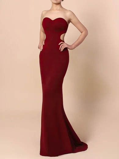 Sheath/Column Sweetheart Jersey Sweep Train Prom Dresses #Favs020105854