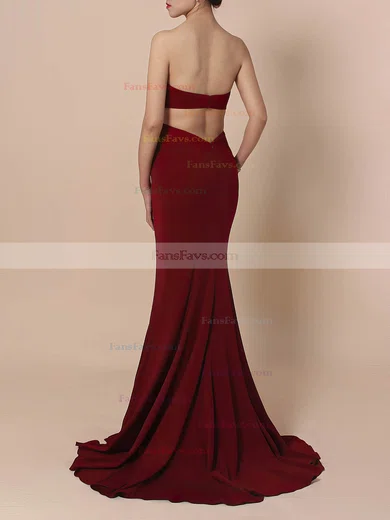 Sheath/Column Sweetheart Jersey Sweep Train Prom Dresses #Favs020105854