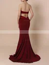 Sheath/Column Sweetheart Jersey Sweep Train Prom Dresses #Favs020105854