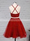 Princess Square Neckline Lace Tulle Short/Mini Beading Short Prom Dresses #Favs020105897