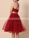Princess Square Neckline Lace Tulle Short/Mini Beading Short Prom Dresses #Favs020105897