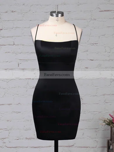 Sheath/Column Square Neckline Silk-like Satin Short/Mini Draped Short Prom Dresses #Favs020105905