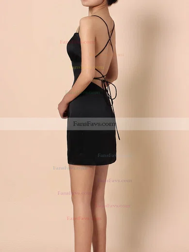 Sheath/Column Square Neckline Silk-like Satin Short/Mini Draped Short Prom Dresses #Favs020105905