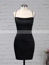 Sheath/Column Square Neckline Silk-like Satin Short/Mini Draped Short Prom Dresses #Favs020105905
