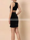 Sheath/Column Scoop Neck Silk-like Satin Short/Mini Split Front Short Prom Dresses #Favs020105908