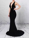Trumpet/Mermaid V-neck Velvet Sweep Train Prom Dresses #Favs020105099