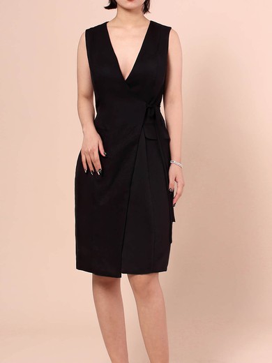 Sheath/Column V-neck Silk-like Satin Short/Mini Pockets Prom Dresses #Favs020105901