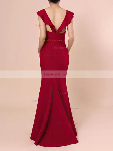 Sheath/Column V-neck Stretch Crepe Floor-length Prom Dresses #Favs020106415
