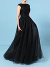Princess Scoop Neck Tulle Sweep Train Lace Prom Dresses #Favs020106422