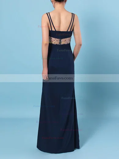 Sheath/Column V-neck Silk-like Satin Floor-length Beading Prom Dresses #Favs020106423