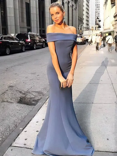 Trumpet/Mermaid Off-the-shoulder Stretch Crepe Floor-length Prom Dresses #Favs020106436