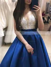 Princess V-neck Satin Floor-length Beading Prom Dresses #Favs020102600
