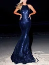 Trumpet/Mermaid Halter Sequined Sweep Train Prom Dresses #Favs020106464