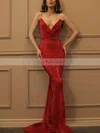 Trumpet/Mermaid V-neck Sequined Sweep Train Prom Dresses #Favs020106503