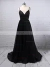 Ball Gown V-neck Glitter Sweep Train Pockets Prom Dresses #Favs020106505