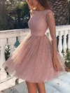 Princess Scoop Neck Glitter Knee-length Sashes / Ribbons Short Prom Dresses #Favs020106506