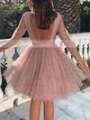 Princess Scoop Neck Glitter Knee-length Sashes / Ribbons Short Prom Dresses #Favs020106506