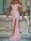 Trumpet/Mermaid Off-the-shoulder Shimmer Crepe Floor-length Sashes / Ribbons Prom Dresses #Favs020106513