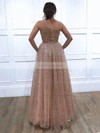 A-line One Shoulder Glitter Floor-length Beading Prom Dresses #Favs020106516