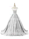 Ball Gown Off-the-shoulder Sweep Train Satin Appliques Lace Prom Dresses #Favs020102721